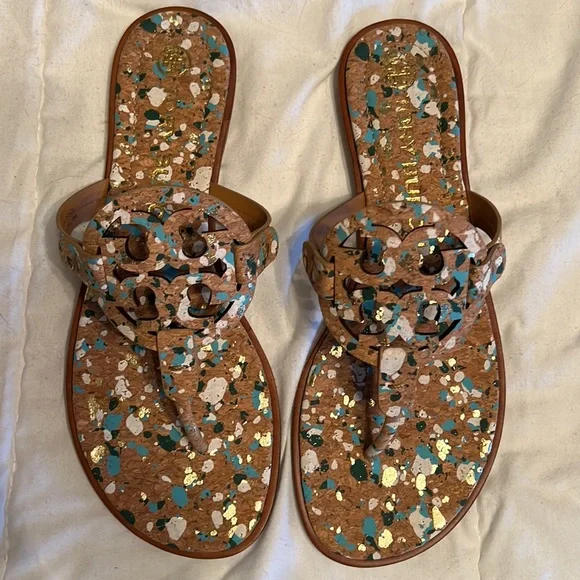 Tory Burch Shoes New Tory Burch Miller Confetti Cork Size 9